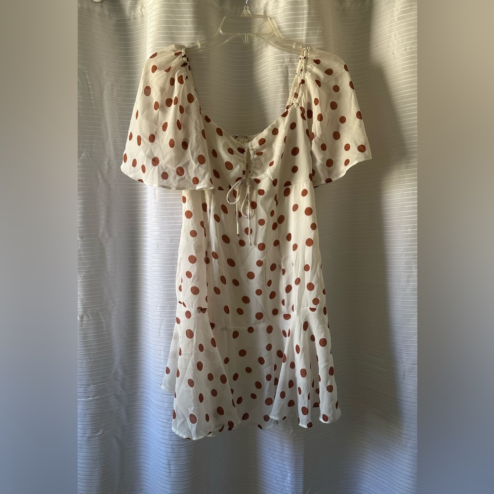 Abercrombie & Fitch White Dress with Brown Polka Dots